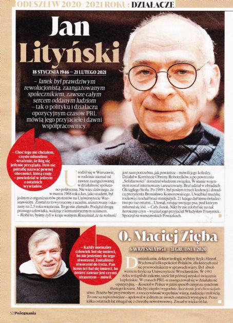 Jan Lityński - Tele Tydzien Pozegnania Magazine Pictorial [Poland] (5 October 2021)