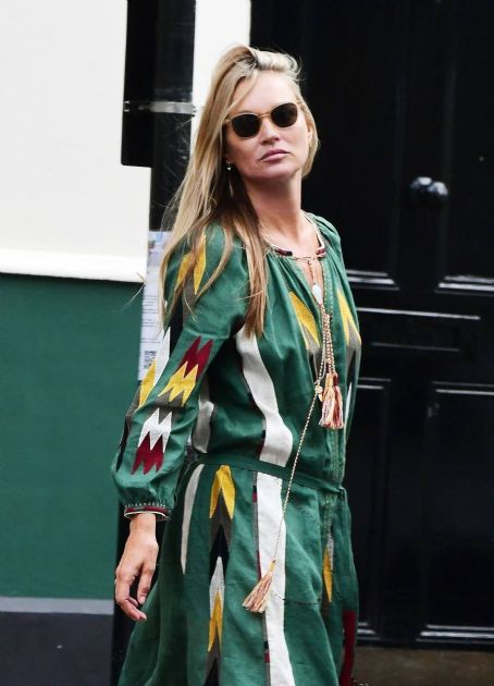 Kate Moss – Out in colorful dress in London