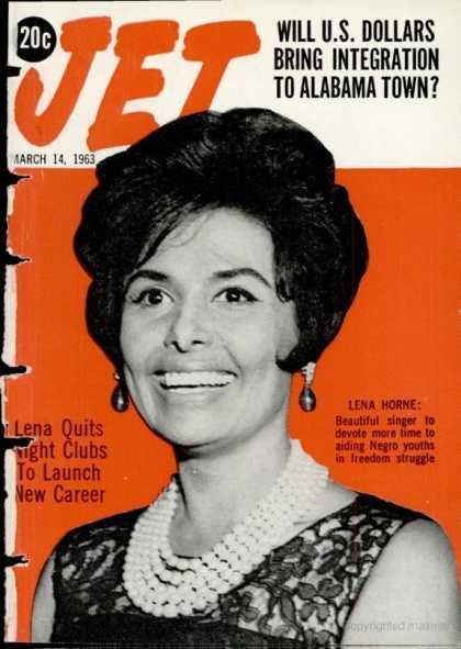 Lena Horne, Jet Magazine 14 March 1963 Cover Photo - United States