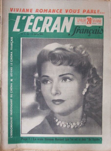 Simone Renant, L'Ecran Francais Magazine 11 January 1949 Cover Photo ...