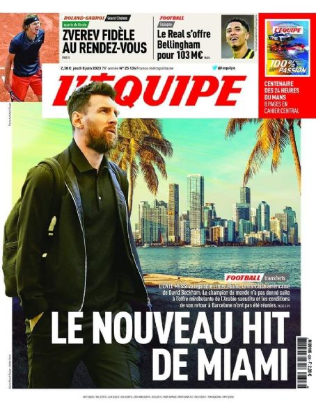 Lionel Messi, L'equipe Magazine 08 June 2023 Cover Photo - France