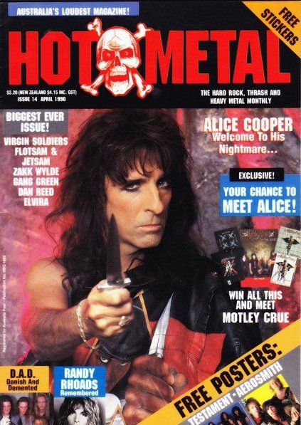 Alice Cooper, Hot Metal Magazine April 1990 Cover Photo - Australia