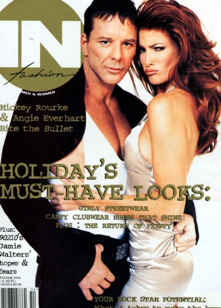 Mickey Rourke, Angie Everhart - In Fashion Magazine Cover [United States] (January 1995)