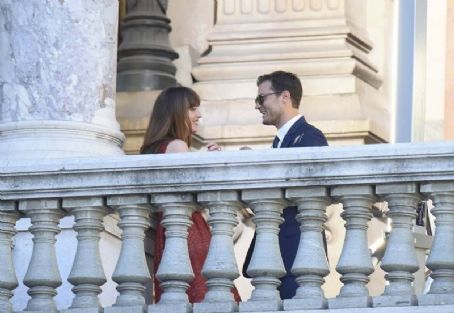 Jamie Dornan and Dakota Johnson on the set of Fifty Shades Freed (July 18, 2016)