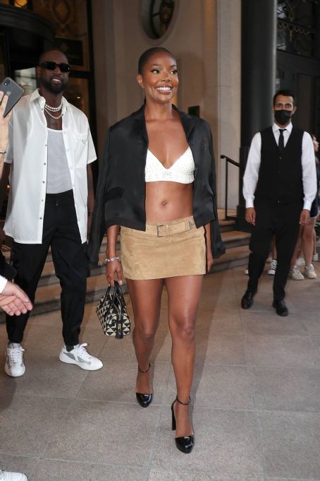 Gabrielle Union – In a mini skirt seen during Milan fashion week
