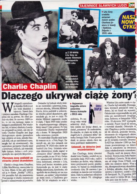 Charlie Chaplin - Zycie na goraco Magazine Pictorial [Poland] (14 July 2016)