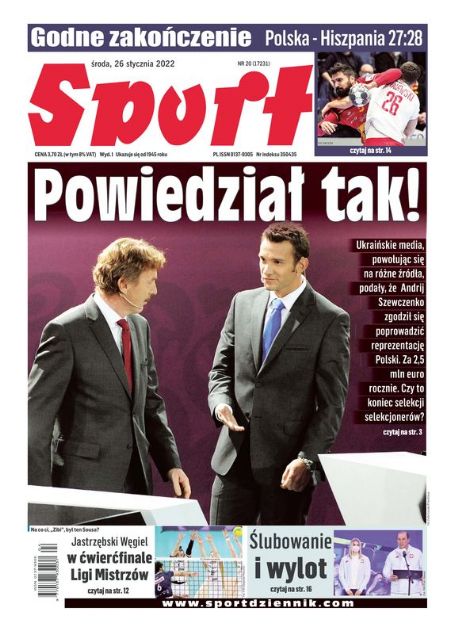 Andriy Shevchenko - Sport Magazine Cover [Poland] (26 January 2022)