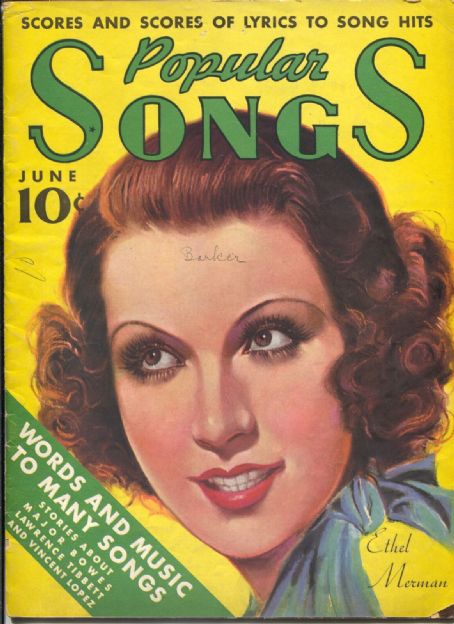 Ethel Merman Popular Songs Magazine June 1936 Cover Photo United States 8864