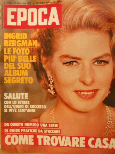 Ingrid Bergman, Epoca Magazine 10 September 1982 Cover Photo - Italy