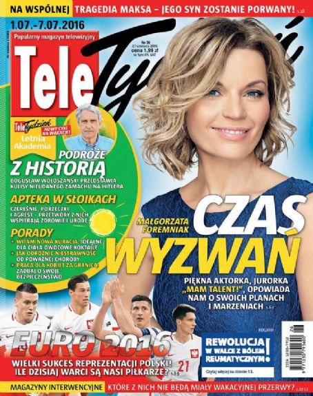 Malgorzata Foremniak, Tele Tydzień Magazine 01 July 2016 Cover Photo ...