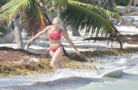 Lindsey Vonn – In a red bikini paddle board in Tulum