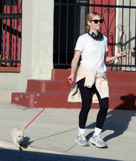Brittany Snow – Out for a dog walk in Los Angeles