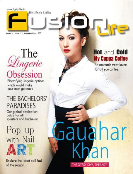 Gauahar Khan, Fusion Life Magazine November 2012 Cover Photo - India