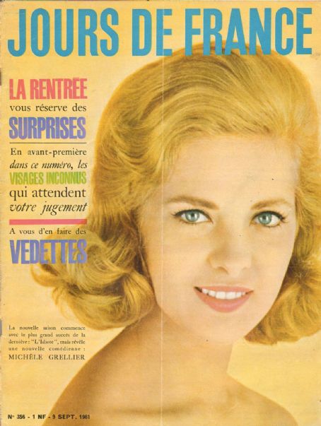 Michèle Grellier, Jours de France Magazine 09 September 1961 Cover ...