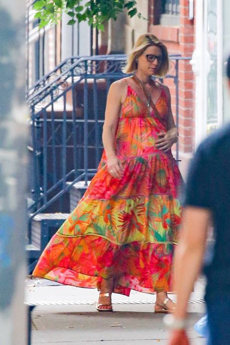 Claire Danes – In a colorful dress out in New York