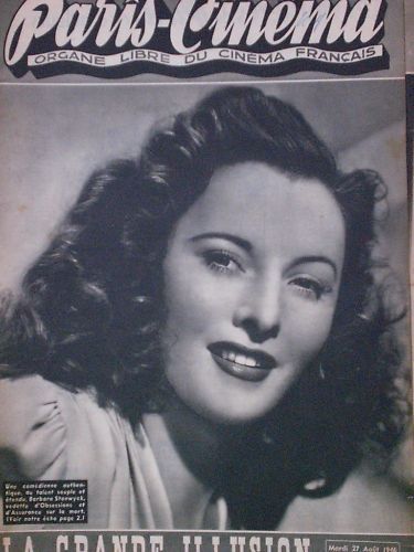 Barbara Stanwyck, Paris-Cinéma Magazine 27 August 1946 Cover Photo - France