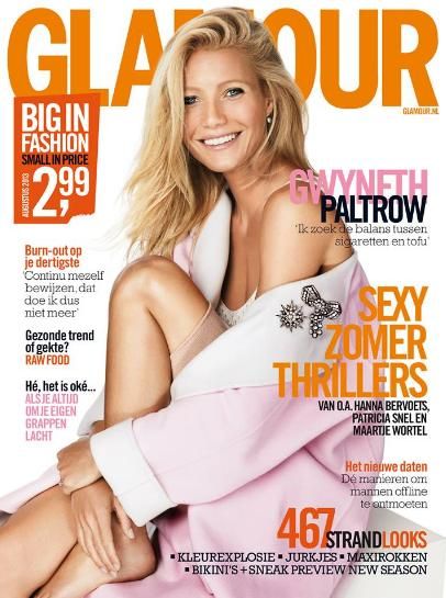 Gwyneth Paltrow, Glamour Magazine August 2013 Cover Photo - Netherlands