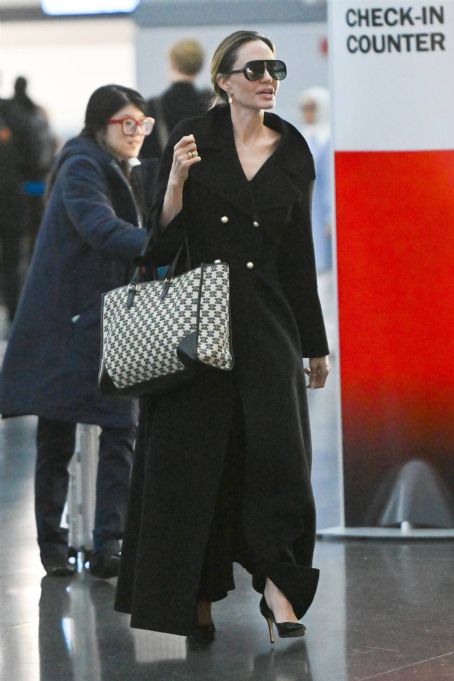 Angelina Jolie Wore Dior Departing from JFK Airport in Queens, NYC