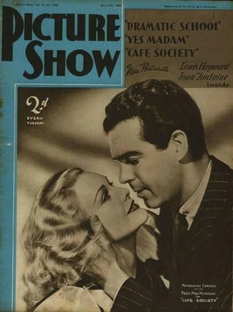 Madeleine Carroll, Fred MacMurray - Picture Show Magazine Cover [United States] (27 May 1939)