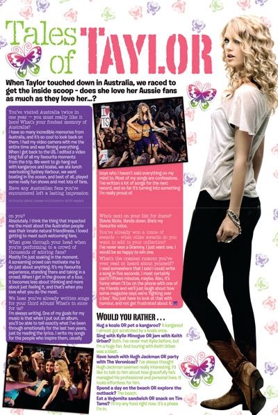 Taylor Swift Total Girl Magazine New Zealand March 10 Famousfix Com Post