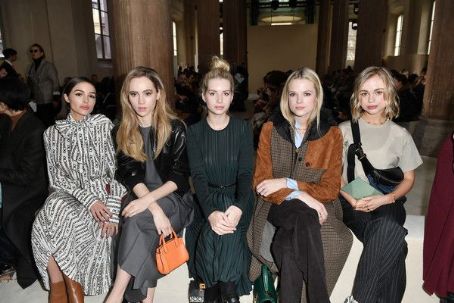 Gabriella Wilde attends the Salvatore Ferragamo show during Milan Fashion Week Autumn/Winter 2019/20 on February 23, 2019 in Milan, Italy