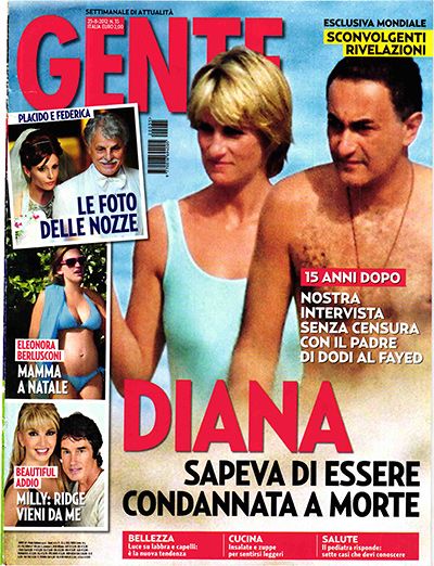Princess Diana, Dodi Fayed - Gente Magazine Cover [Italy] (25 August 2012)