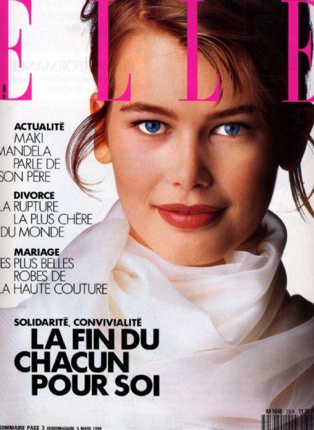 Claudia Schiffer, Elle Magazine 05 March 1990 Cover Photo - France