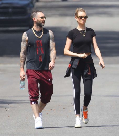 Behati Prinsloo and Adam Levine – Heads to morning Pilates workout in Studio City