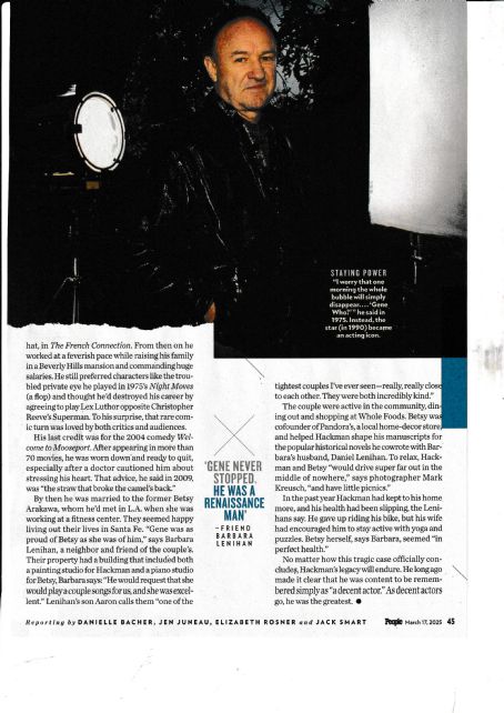 Gene Hackman - People Magazine Pictorial [United States] (17 March 2025)
