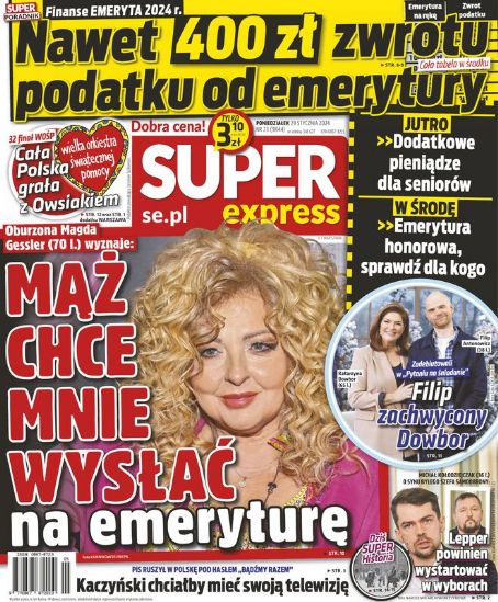 Magda Gessler, Super Express Magazine 29 January 2024 Cover Photo - Poland