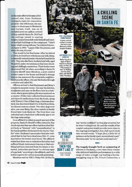Gene Hackman - People Magazine Pictorial [United States] (17 March 2025)