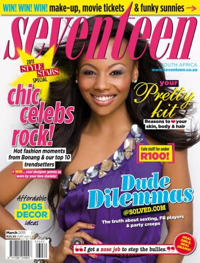 Bonang Matheba Seventeen Magazine March 2011 Cover Photo South Africa