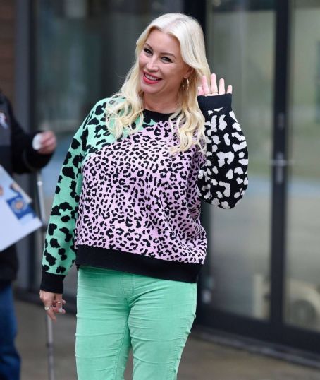 Denise Van Outen – In colourful attire as she leaves Steph’s Packed Lunch TV Studios in Leeds