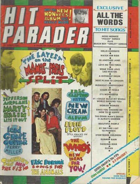 The Mamas and the Papas, The Monkees, Hit Parader Magazine March 1968 ...