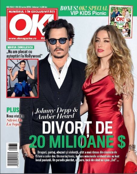 Johnny Depp, Amber Heard - OK! Magazine Cover [Romania] (9 June 2016)
