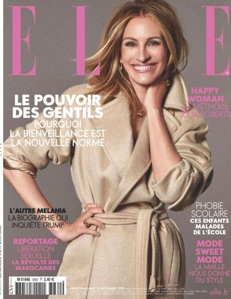 Julia Roberts, Elle Magazine 13 December 2019 Cover Photo - France