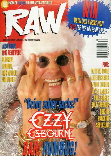 Ozzy Osbourne Raw Magazine 23 December 1992 Cover Photo United Kingdom