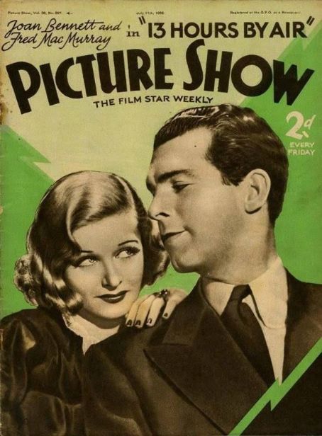 Joan Bennett, Fred MacMurray - Picture Show Magazine Cover [United Kingdom] (11 July 1936)
