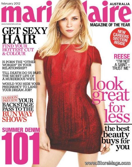 Reese Witherspoon, Marie Claire Magazine February 2012 Cover Photo ...