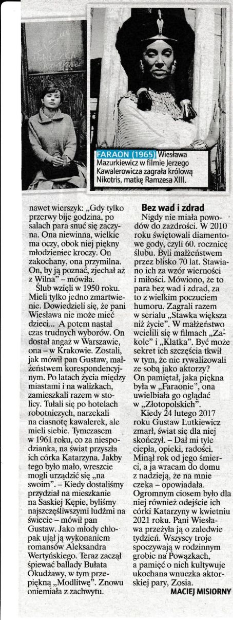 Gustaw Lutkiewicz and Wieslawa Mazurkiewicz - Tele Tydzień Magazine Pictorial [Poland] (31 January 2025)