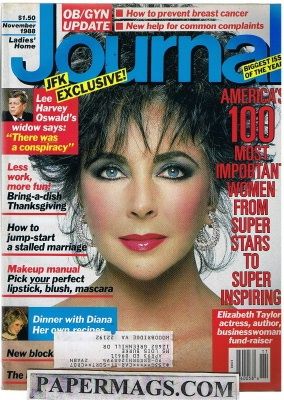 Elizabeth Taylor, Ladies' Home Journal Magazine 01 November 1988 Cover ...