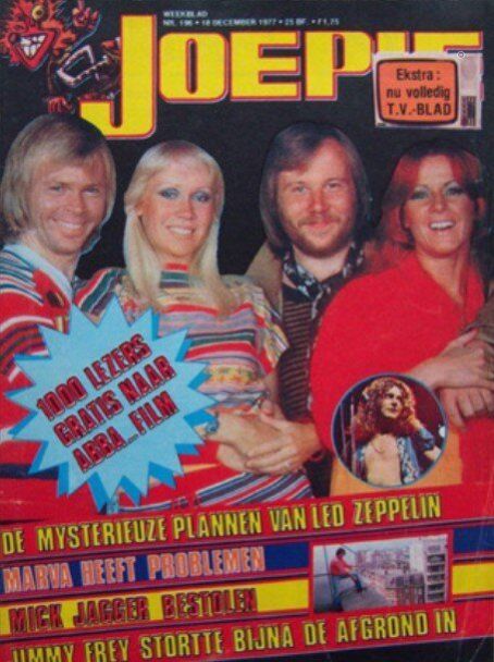 ABBA, Led Zeppelin, Joepie Magazine December 1977 Cover Photo - Belgium