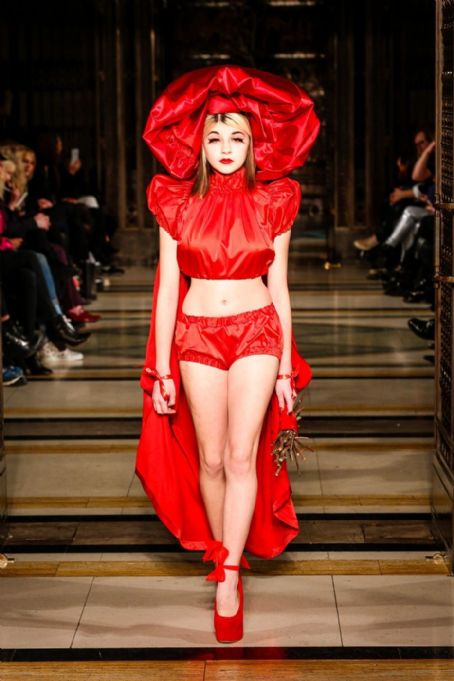 Lilyella Zender Blatt walks the runway at the Pam Hogg show during London Fashion Week Fall/Winter 2015/16 at Fashion Scout Venue on February 22, 2015 in London, England
