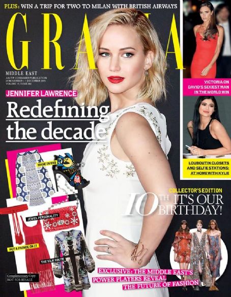 Jennifer Lawrence, Grazia Magazine 25 November 2015 Cover Photo