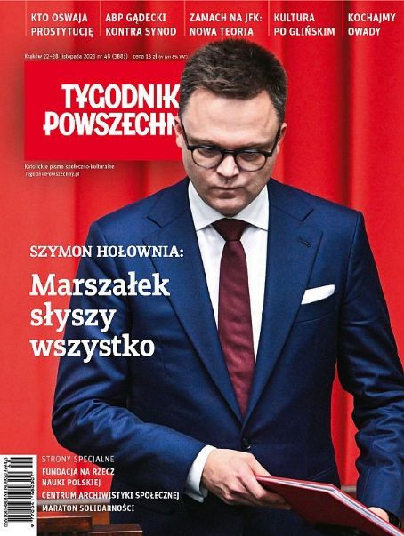 Szymon Holownia, Tygodnik Powszechny Magazine 22 November 2023 Cover ...