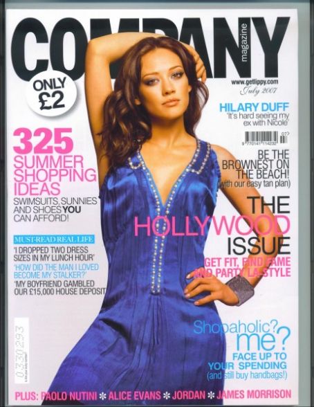 Hilary Duff, Company Magazine July 2007 Cover Photo - United Kingdom