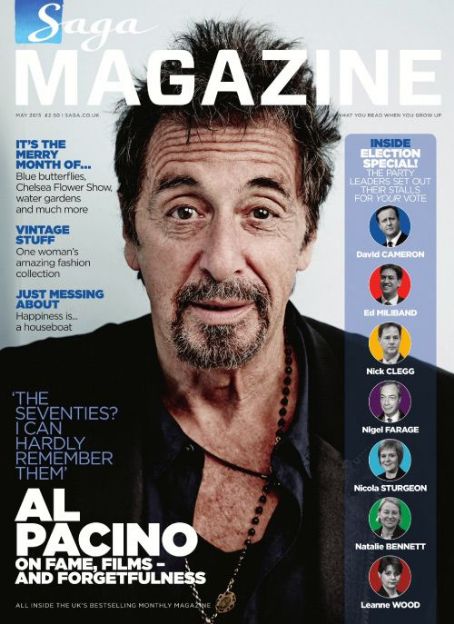 Al Pacino, SAGA Magazine Magazine May 2015 Cover Photo - United Kingdom